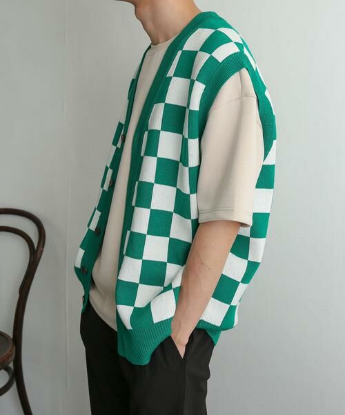 SENSE OF PLACE by URBAN RESEARCH / センスオブプレイス バイ アーバンリサーチ ベスト | ブロックチェックカーディガンニットベスト | 詳細3