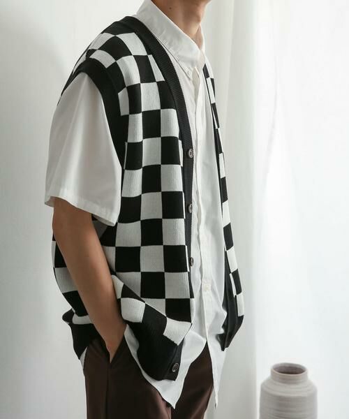 SENSE OF PLACE by URBAN RESEARCH / センスオブプレイス バイ アーバンリサーチ ベスト | ブロックチェックカーディガンニットベスト | 詳細23
