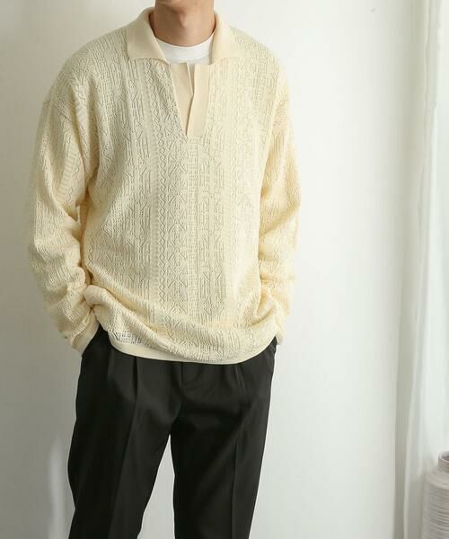 SENSE OF PLACE by URBAN RESEARCH / センスオブプレイス バイ アーバンリサーチ ニット・セーター | 『ユニセックス』レースアミニットポロシャツ | 詳細21