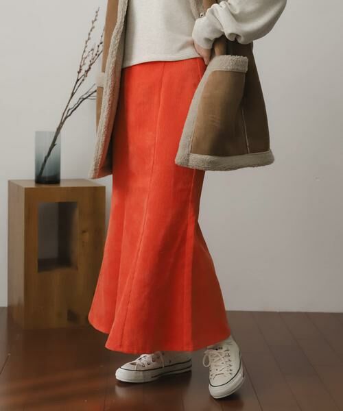 SENSE OF PLACE by URBAN RESEARCH/センスオブプレイス バイ アーバンリサーチ コーデュロイマーメイドスカート オレンジ M