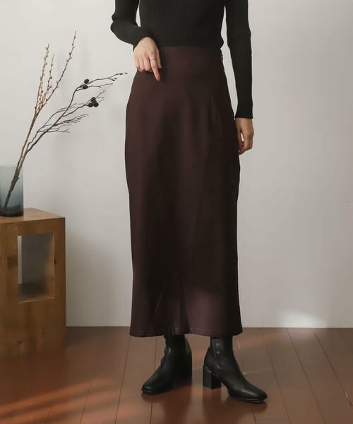 SENSE OF PLACE by URBAN RESEARCH / センスオブプレイス バイ アーバンリサーチ スカート | ストレッチサスツキハイウエストスカート(ブラウン)