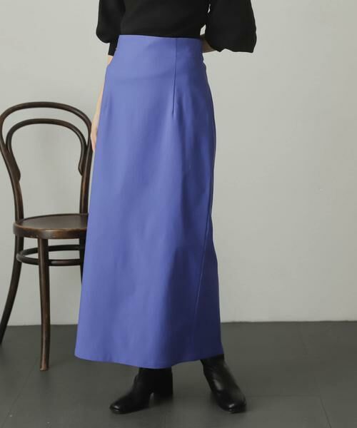 SENSE OF PLACE by URBAN RESEARCH / センスオブプレイス バイ アーバンリサーチ スカート | ストレッチサスツキハイウエストスカート(ブルー)