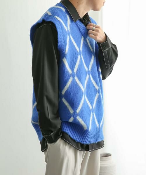 SENSE OF PLACE by URBAN RESEARCH / センスオブプレイス バイ アーバンリサーチ ベスト | 『ユニセックス』モヘアライクウィンドウペンVネックベスト | 詳細7