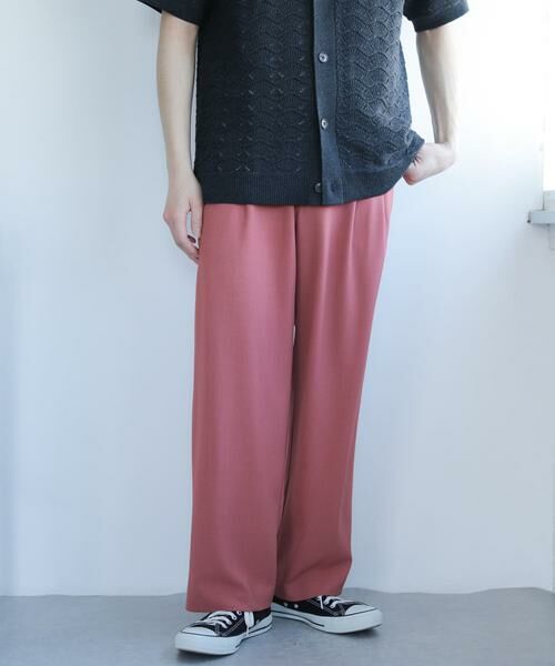 SENSE OF PLACE by URBAN RESEARCH / センスオブプレイス バイ アーバンリサーチ その他パンツ | 『セットアップ対応』『イージーケア』ダブルタックワイドスラックス(ピンク)