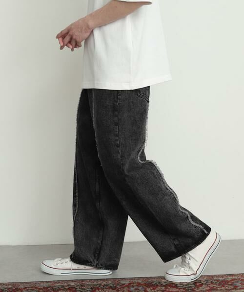 SENSE OF PLACE by URBAN RESEARCH / センスオブプレイス バイ アーバンリサーチ デニムパンツ | デニムフリンジパネルワイドパンツ | 詳細1