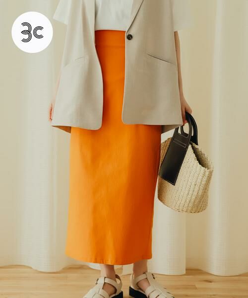SENSE OF PLACE by URBAN RESEARCH / センスオブプレイス バイ アーバンリサーチ スカート | ストレッチサスツキハイウエストスカート(オレンジ)