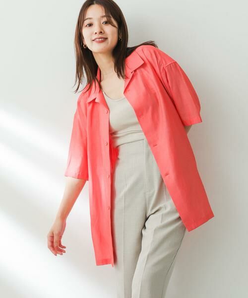 SENSE OF PLACE by URBAN RESEARCH / センスオブプレイス バイ アーバンリサーチ シャツ・ブラウス | シアーシャンブレーオープンカラーシャツ(オレンジ)