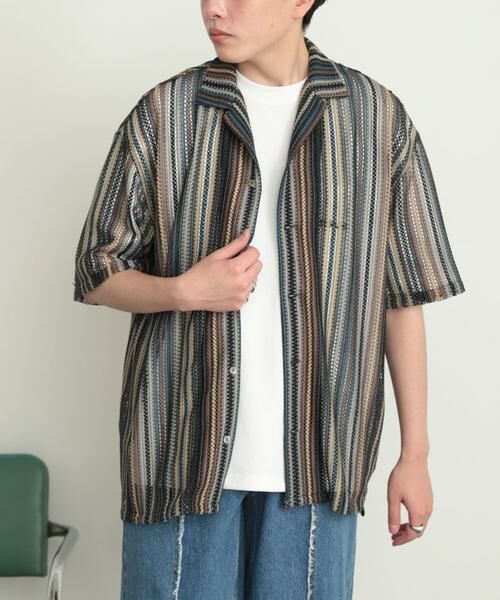 SENSE OF PLACE by URBAN RESEARCH / センスオブプレイス バイ アーバンリサーチ シャツ・ブラウス | マルチストライプレースシャツ(5分袖) | 詳細2
