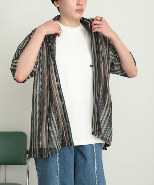 SENSE OF PLACE by URBAN RESEARCH / センスオブプレイス バイ アーバンリサーチ シャツ・ブラウス | マルチストライプレースシャツ(5分袖) | 詳細3