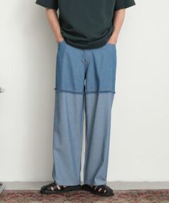 SENSE OF PLACE by URBAN RESEARCH / センスオブプレイス バイ アーバンリサーチ デニムパンツ | デニムフリンジシャンブレーワイドパンツ