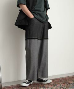 SENSE OF PLACE by URBAN RESEARCH / センスオブプレイス バイ アーバンリサーチ デニムパンツ | デニムフリンジシャンブレーワイドパンツ