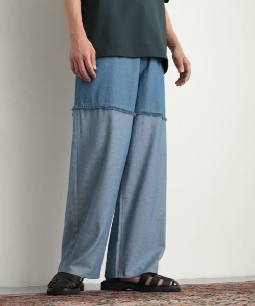 SENSE OF PLACE by URBAN RESEARCH / センスオブプレイス バイ アーバンリサーチ デニムパンツ | デニムフリンジシャンブレーワイドパンツ | 詳細1