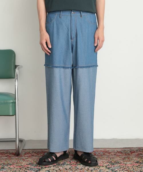 SENSE OF PLACE by URBAN RESEARCH / センスオブプレイス バイ アーバンリサーチ デニムパンツ | デニムフリンジシャンブレーワイドパンツ | 詳細10