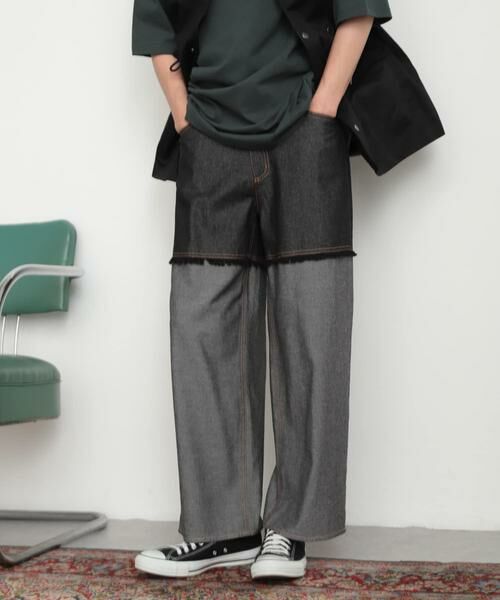 SENSE OF PLACE by URBAN RESEARCH / センスオブプレイス バイ アーバンリサーチ デニムパンツ | デニムフリンジシャンブレーワイドパンツ | 詳細26