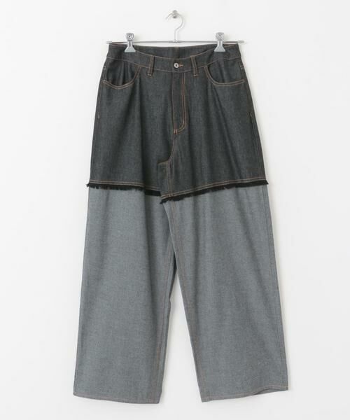 SENSE OF PLACE by URBAN RESEARCH / センスオブプレイス バイ アーバンリサーチ デニムパンツ | デニムフリンジシャンブレーワイドパンツ | 詳細30