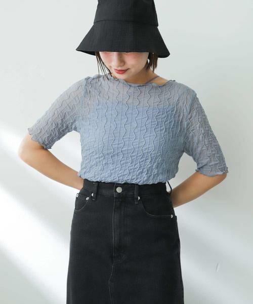 SENSE OF PLACE by URBAN RESEARCH / センスオブプレイス バイ アーバンリサーチ Tシャツ | ウェーブパターンシアートップ(5分袖) | 詳細5