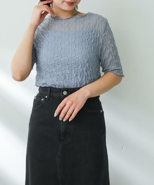 SENSE OF PLACE by URBAN RESEARCH / センスオブプレイス バイ アーバンリサーチ Tシャツ | ウェーブパターンシアートップ(5分袖) | 詳細6