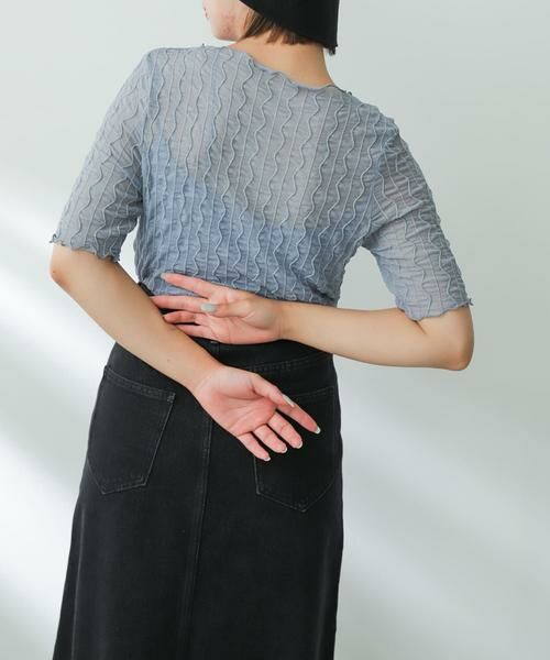 SENSE OF PLACE by URBAN RESEARCH / センスオブプレイス バイ アーバンリサーチ Tシャツ | ウェーブパターンシアートップ(5分袖) | 詳細7