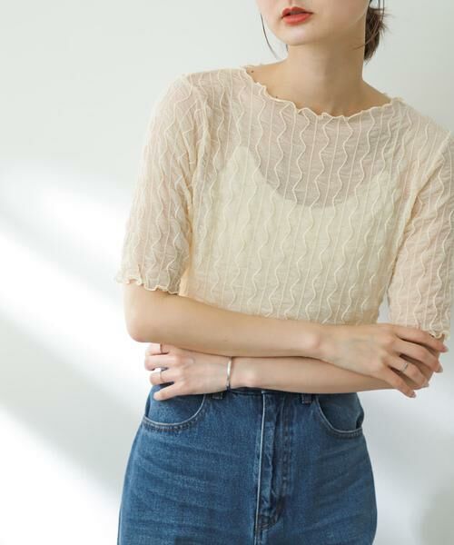 SENSE OF PLACE by URBAN RESEARCH / センスオブプレイス バイ アーバンリサーチ Tシャツ | ウェーブパターンシアートップ(5分袖) | 詳細11