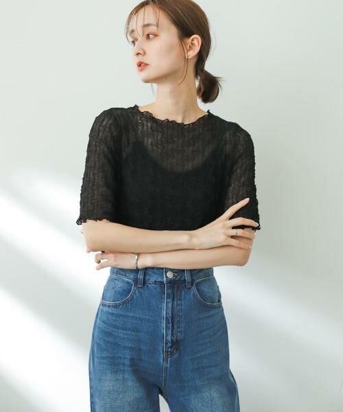 SENSE OF PLACE by URBAN RESEARCH / センスオブプレイス バイ アーバンリサーチ Tシャツ | ウェーブパターンシアートップ(5分袖) | 詳細25