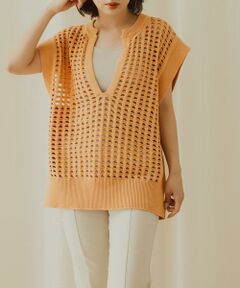 SENSE OF PLACE by URBAN RESEARCH / センスオブプレイス バイ アーバンリサーチ ベスト | ホールメッシュキーネックニットベスト