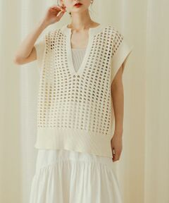 SENSE OF PLACE by URBAN RESEARCH / センスオブプレイス バイ アーバンリサーチ ベスト | ホールメッシュキーネックニットベスト