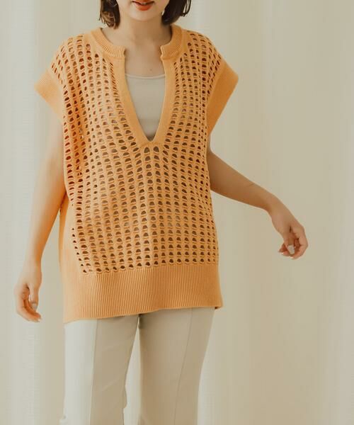 SENSE OF PLACE by URBAN RESEARCH / センスオブプレイス バイ アーバンリサーチ ベスト | ホールメッシュキーネックニットベスト | 詳細1