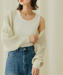 SENSE OF PLACE by URBAN RESEARCH / センスオブプレイス バイ アーバンリサーチ カーディガン・ボレロ | ラメバックオープンメッシュボレロ