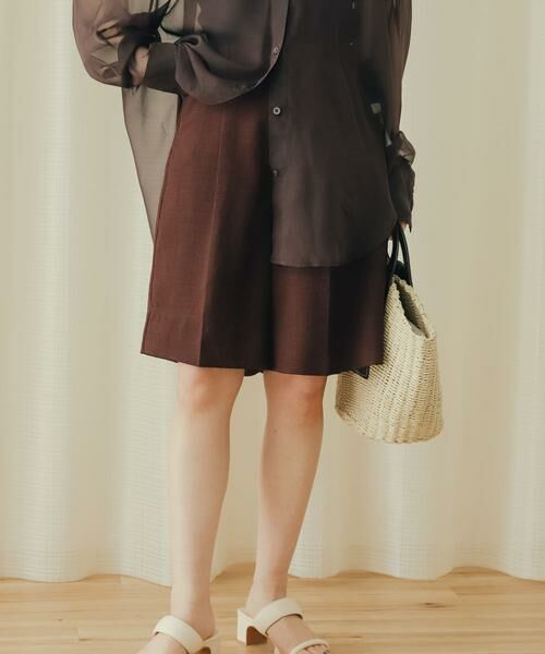 SENSE OF PLACE by URBAN RESEARCH / センスオブプレイス バイ アーバンリサーチ ショート・ハーフ・半端丈パンツ | リネンライクバミューダパンツ(ブラウン)