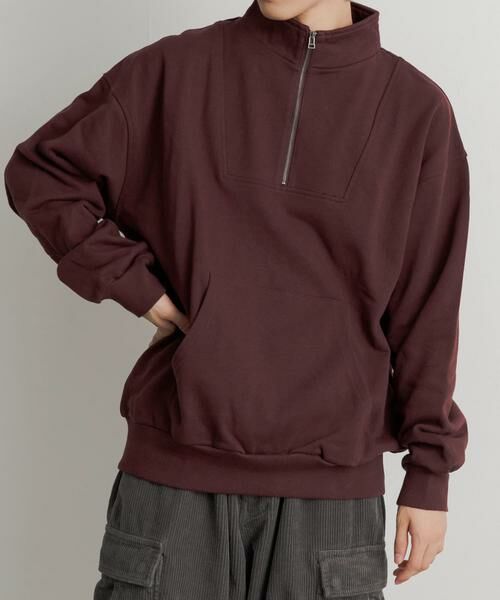 SENSE OF PLACE by URBAN RESEARCH/センスオブプレイス バイ アーバンリサーチ ハーフZIPスウェットシャツ ボルドー L