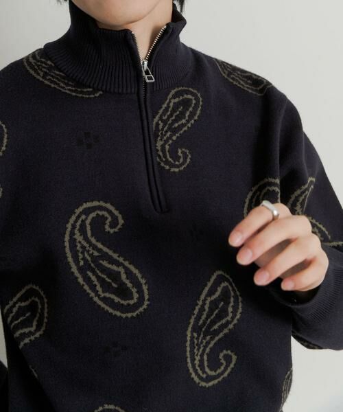 SENSE OF PLACE by URBAN RESEARCH / センスオブプレイス バイ アーバンリサーチ ニット・セーター | ストレッチペイズリーハーフZIPセーター | 詳細1