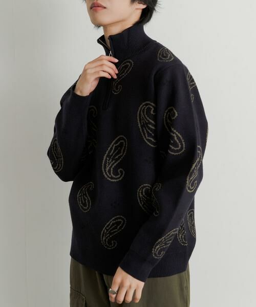 SENSE OF PLACE by URBAN RESEARCH / センスオブプレイス バイ アーバンリサーチ ニット・セーター | ストレッチペイズリーハーフZIPセーター | 詳細3