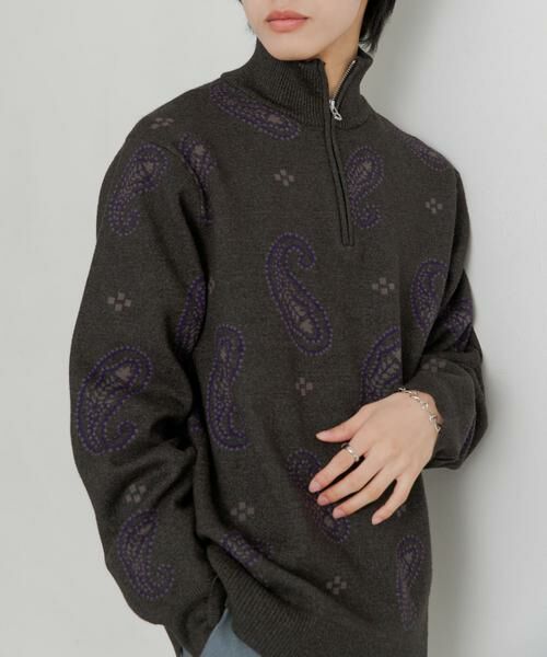 SENSE OF PLACE by URBAN RESEARCH / センスオブプレイス バイ アーバンリサーチ ニット・セーター | ストレッチペイズリーハーフZIPセーター | 詳細14