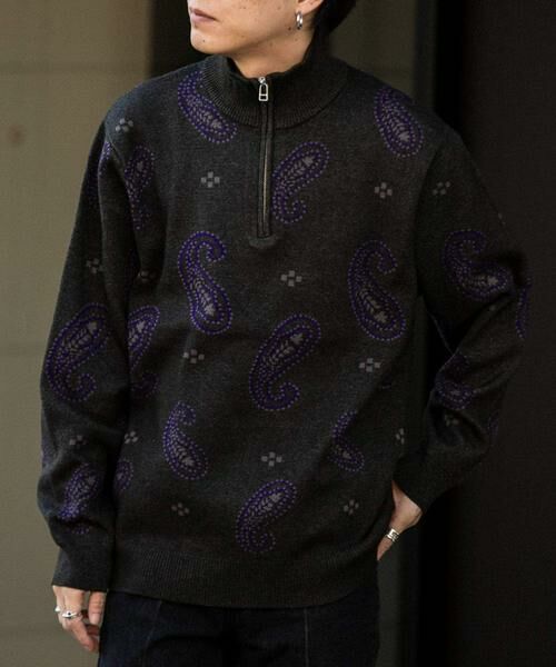 SENSE OF PLACE by URBAN RESEARCH / センスオブプレイス バイ アーバンリサーチ ニット・セーター | ストレッチペイズリーハーフZIPセーター | 詳細23