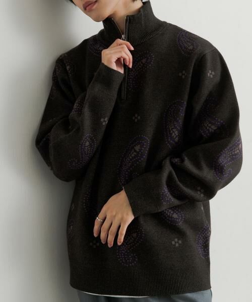 SENSE OF PLACE by URBAN RESEARCH / センスオブプレイス バイ アーバンリサーチ ニット・セーター | ストレッチペイズリーハーフZIPセーター | 詳細15