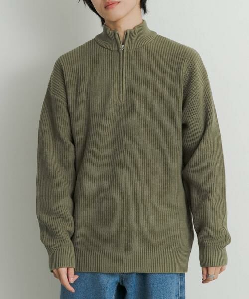 SENSE OF PLACE by URBAN RESEARCH / センスオブプレイス バイ アーバンリサーチ ニット・セーター | 『ユニセックス』ハーフZIPセーター(カーキ)