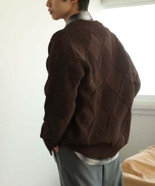 SENSE OF PLACE by URBAN RESEARCH / センスオブプレイス バイ アーバンリサーチ カーディガン・ボレロ | モールダイヤガラVネックカーディガン | 詳細1