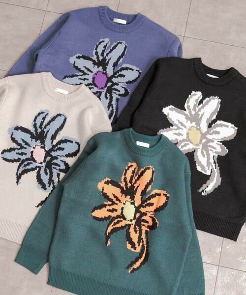 SENSE OF PLACE by URBAN RESEARCH / センスオブプレイス バイ アーバンリサーチ ニット・セーター | 『ユニセックス』ポップアートフラワージャガードセーター | 詳細19