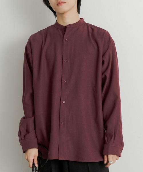 SENSE OF PLACE by URBAN RESEARCH / センスオブプレイス バイ アーバンリサーチ シャツ・ブラウス | ウールライクバンドカラールーズシャツ(ボルドー)
