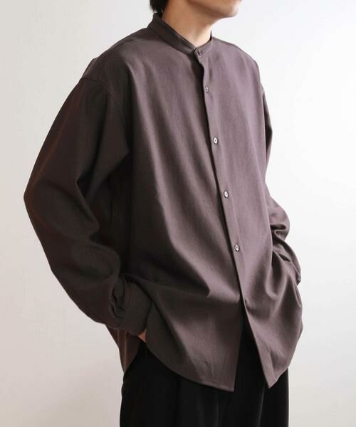 SENSE OF PLACE by URBAN RESEARCH / センスオブプレイス バイ アーバンリサーチ シャツ・ブラウス | ウールライクバンドカラールーズシャツ(ブラウン)