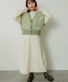 SENSE OF PLACE by URBAN RESEARCH / センスオブプレイス バイ アーバンリサーチ ワンピース | フリンジベストレイヤードニットワンピース