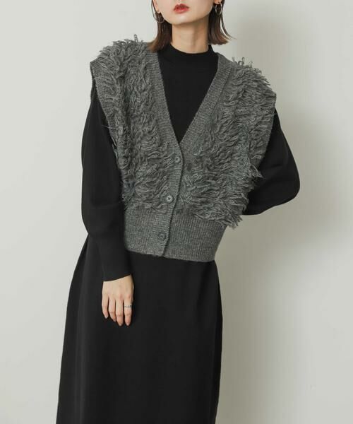 SENSE OF PLACE by URBAN RESEARCH / センスオブプレイス バイ アーバンリサーチ ワンピース | フリンジベストレイヤードニットワンピース(グレー系その他)