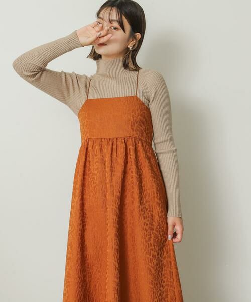SENSE OF PLACE by URBAN RESEARCH / センスオブプレイス バイ アーバンリサーチ ワンピース | レースアップジャガードキャミワンピース(オレンジ)