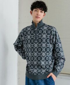 SENSE OF PLACE by URBAN RESEARCH / センスオブプレイス バイ アーバンリサーチ ニット・セーター | タイルジャガードハーフジップセーター