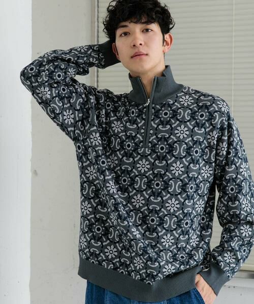 SENSE OF PLACE by URBAN RESEARCH / センスオブプレイス バイ アーバンリサーチ ニット・セーター | タイルジャガードハーフジップセーター | 詳細3