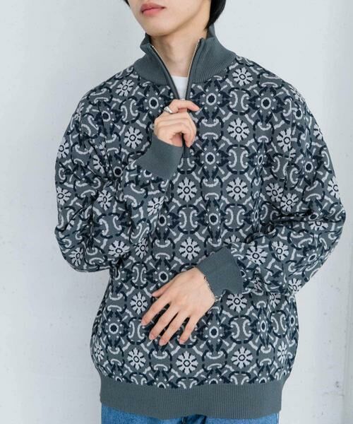 SENSE OF PLACE by URBAN RESEARCH / センスオブプレイス バイ アーバンリサーチ ニット・セーター | タイルジャガードハーフジップセーター | 詳細9