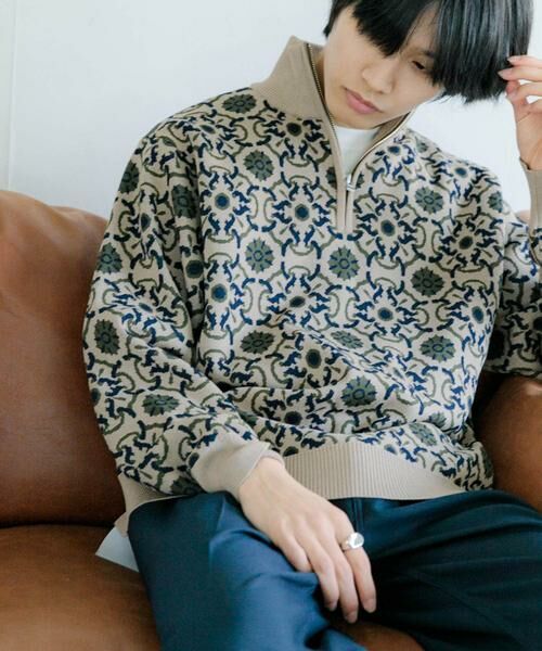 SENSE OF PLACE by URBAN RESEARCH / センスオブプレイス バイ アーバンリサーチ ニット・セーター | タイルジャガードハーフジップセーター | 詳細19