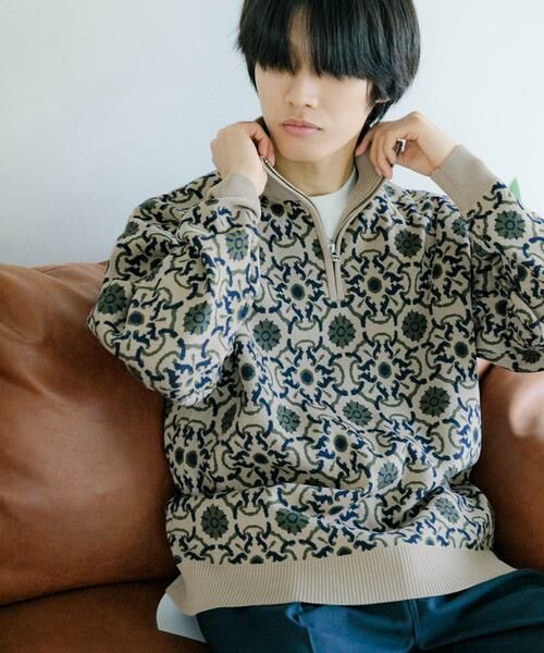 SENSE OF PLACE by URBAN RESEARCH / センスオブプレイス バイ アーバンリサーチ ニット・セーター | タイルジャガードハーフジップセーター | 詳細20