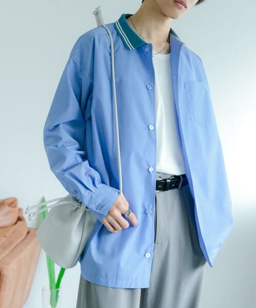 SENSE OF PLACE by URBAN RESEARCH / センスオブプレイス バイ アーバンリサーチ シャツ・ブラウス | リブラインレギュラーカラーシャツ(ライトブルー)