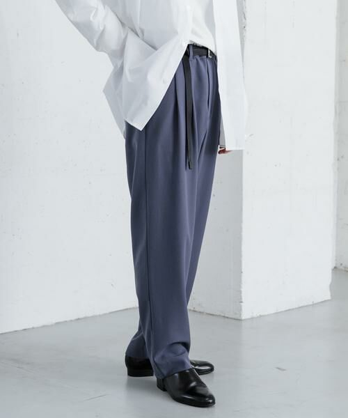 SENSE OF PLACE by URBAN RESEARCH / センスオブプレイス バイ アーバンリサーチ その他パンツ | 『イージーケア』ダブルタックテーパードパンツ(ブルー)